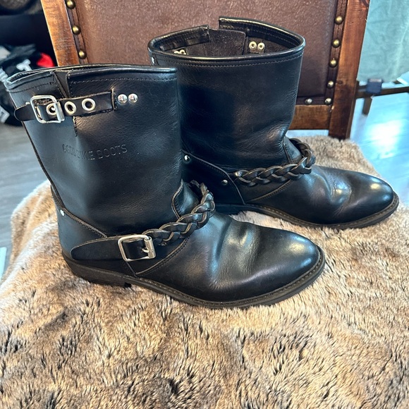Golden Goose GGDB Deluxe Black Biker Boots With Braided Buckle, Size 40 - Picture 12 of 13